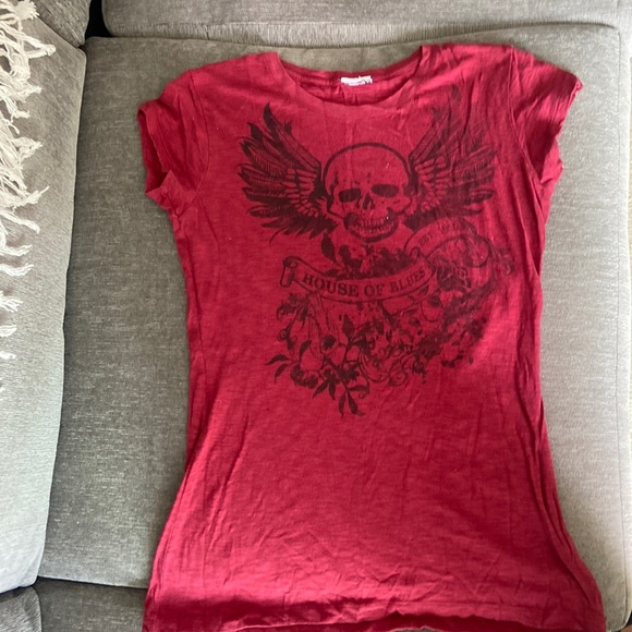 Medium House of Blues t shirt, red. Fitted Tee - Picture 1 of 2